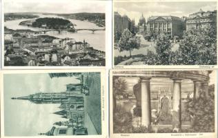 55 db főként fekete-fehér régi képeslap Budapest részeivel és fontosabb épületeivel