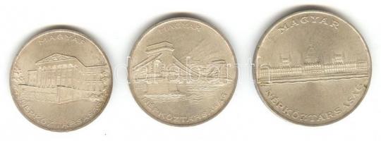 1956. 10Ft + 20Ft + 25Ft Ag "10 éves a Forint" sor T:2