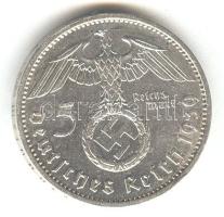 Német 3. Birodalom 1939A 5M Ag "Hindenburg" T:2 ph. German Third Reich 1939A 5 Marks Ag "Hindenburg" C:XF ph.