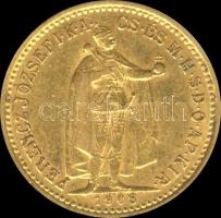 1908KB. 10K Au "Ferenc József" (3.38g) T:2-  Hungary 1908. 10 Kronen Au "Franz Joseph I" Kremnitz (3.38g) C:VF