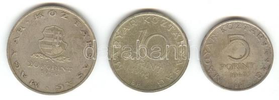 1948. 5Ft "Petőfi" + 10Ft "Széchenyi" + 20Ft "Táncsics" Ag sor T:2 ph.