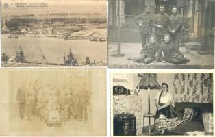 150 db főként fekete-fehér háború előtti, vegyes tematikájú képeslap és fotólap, köztük sok portré és néhány katonai, többségük használatlan