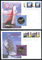 Hollandia 1995. Ecu "Sail Amsterdam 1995" + 1997. "Holland Promotion" 2db érmés boríték alkalmi bélyegzős bélyegpárral, hátoldali ismertetővel T:PP Netherlands 1995. ECU Letter (2x) "Sail Amsterdam 1995" + 1997. "Holland Promotion" C:PP