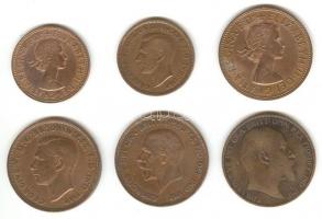 Nagy Britannia 1903-1965. 1P (6x) klf darab T:vegyes
Great Britain 1903-1965. 1 Penny (6x) various t...