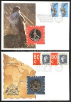 Hollandia 1995. Ecu "Mauritius" + "Ragadozó madarak" 2db érmés boríték alkalmi bélyegzős bélyegpárral, hátoldali ismertetővel T:PP Netherlands 1995. ECU Letter (2x) "Mauritius" + "Birds of prey" C:PP