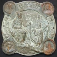 Rákóczi és kapitányai fém fali dombormű, hátoldalán Tolnai Világlapja ajándéka felirattal 35x35 cm