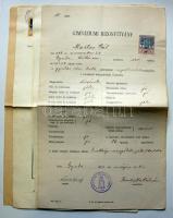 1914/15-1921/22  Egy izraelita személy teljes  sorozatú bizonyítványa Gyulai Görög Katolikus  Főgimnáziumból okmánybélyeggel ellátva