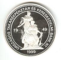 1999. "50 éves az OTP" Ag emlékérem dísztokban (31,1g / 0.999) T:PP Tanúsítvánnyal!