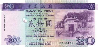 Makao/Banco Da China 1996. 20P T:I Macao/Banco Da China 1996. 20 Patacas C:Unc