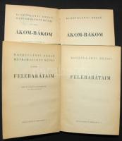 Kosztolányi Dezső: Ákom-bákom, Felebarátaim. Nyugat kiadású 2 db könyv félvászon kötésben