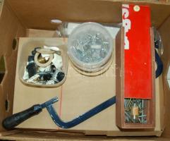 Hatalmas barkácscsomag: fűrész keret, reneteg, csavar, csigafúró készlet, 6-os földelésű elosztó, ka...