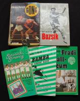 5 db sport, többségében foci témájú könyv: Füzesy- Terdi: Gong,  Kő András: Bozsik, Nagy Béla: Fél évszázad fradistái válogatott mezben,  Nagy Béla: Fradi Futball Múzeum