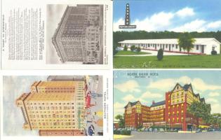 USA - 45 db régi városképes lap, amerikai városok hotelei, köztük sok megíratlan
