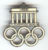 Német Birodalom 1936. "XI. Olimpia - Berlin" zománcozott ötkarikás kitűző T:2- German Empire 1936. XI Olympics Berlin enamelled pin C:VF