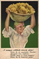 Hungarian fruit advertisement, folklore "Please, try the hungarian grapes!"