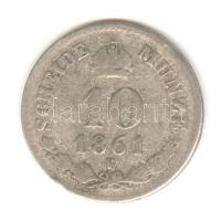 Ausztria/olasz verdejel 1861V 10Kr Ag "II József" T:3 Austria/Italian mintmark 1861V 10 Kreuzer Ag "Franz II" C:F