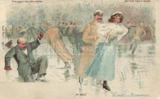 Ice-skaters / Cyclists hold to light litho