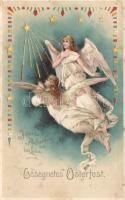 Easter angels hold to light litho