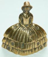 Angol gyártmányú századfordulós női alakos réz csengő / copper bell made in England 7cm