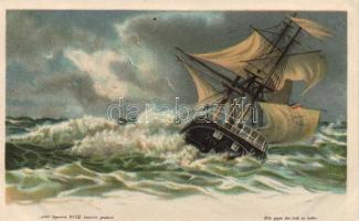 Ship in storm hold to light litho