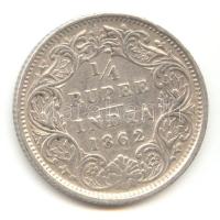 Brit-India 1862. 1/4R Ag "Viktória" T:3 India-British 1862. 1/4 Rupee Ag "Victoria" C:F