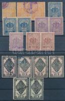 Román konzulátusi bélyegek 11 db + 6 db illetékbélyeg, 2 stecklapon