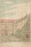 Vienna, Wien I. Burghof, Franz Joseph appearing, hold to light litho (cut)