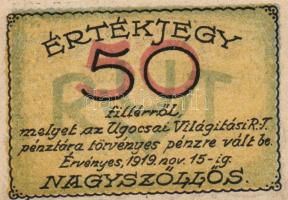Nagyszőllős 1919. "Ugocsai Világítási Rt." 50f, 1K, 2K, 3K, 5K T:I