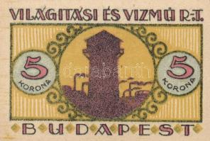 Budapest 1920. "Világítási és Vízmű R.T." 20f, 50f, 1K, 2K, 5K, 10K T:I