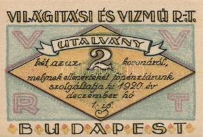 Budapest 1920. "Világítási és Vízmű R.T." 20f, 50f, 1K, 2K, 5K, 10K T:I