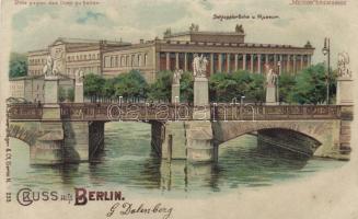 Berlin, Schlossbrücke und Museum / castle bridge, museum, Meteor D.R.G.M. 88690 Nr. 233. hold to light litho