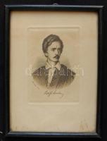 cca 1920 Barabás Miklós (1810-1898): Petőfi Sándor arckép 8x14 cm keretben