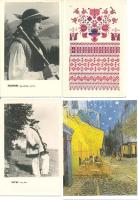 83 db különböző tematikájú motívumlap, művészeti és népművészeti alkotásokkal, köztük több szignózott