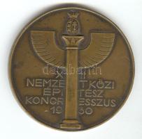 1930. "XII. Nemzetközi Építész Kongresszus-Budapest" Br plakett (d=61mm) T:2