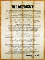 1887-1902 6 db  Hirdetmény: katonai lóvásár, budapesti lódíjazás, soroslás, komáromi választásokról ...