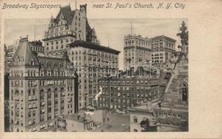 New York Broadway Skyscrapers near St. Paul`s Church