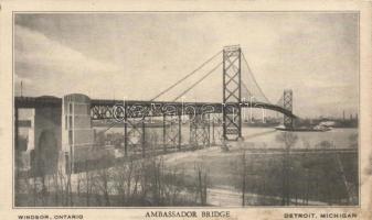 Windsor, Ontario, Ambassador Bridge, United States, Detroit, Michigan at background