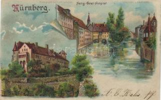 Nürnberg, Heilig-Geist-Hospital, Meteor D.R.G.M. 8869. hold to light litho (cut)