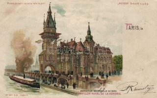 Paris 1900 Expo Hungarian Pavilion hold to light litho