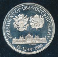1989. "George Bush látogatása Magyarországon" Ag(999) emlékérem 31,3g (d=42mm) szign:Bogná...