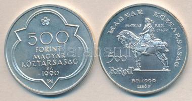 1990. 500Ft Ag + 500Ft Ag "Mátyás király" pár T:BU
