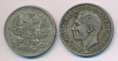 Cári Oroszország 1914. 20k Ag + Szerbia 1925. 1D Ag T:2-
Russia/Empire 1914. 20 kopeks Ag + Serbia 1...