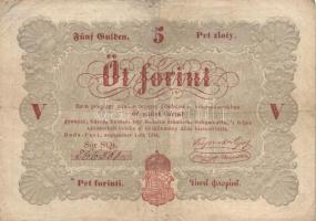 1848. 5Ft "Kossuth bankó" piros T:III+