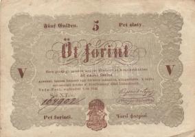 1848. 5Ft "Kossuth bankó" barna T:II-