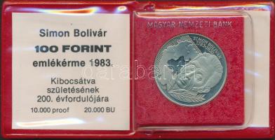 1983. 100Ft "Simon Bolivár" alpakka T:PP Eredeti tokban, tanúsítvánnyal!