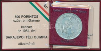 1984. 500Ft Ag "Sarajevoi Téli Olimpia" T:BU Csak 8000db! Eredeti tokban, tanúsítvánnyal!
