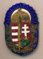 ~1921. Vitézi Rend jelvény, (a kard pánttal rögzítve) készítő: Jerouschek B.Pest Semmelweis u. T:2-(zománc több helyen lepattogott, a címer mozog) ~1921. The Hungarian Vitéz Order C:VF