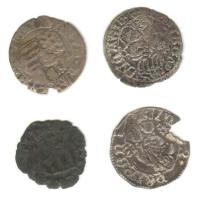 1458-1490. Denár Ag "I. Mátyás" 4klf, közte hamis darabbal! T:vegyes