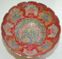 Festett és vésett réz váza (26cm) és tálka (8x15cm)