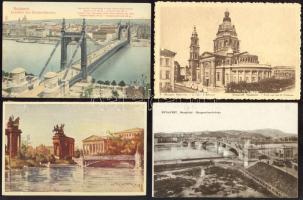 45 db régi Budapest városképes lap, köztük több Divald és egyéb szignózott